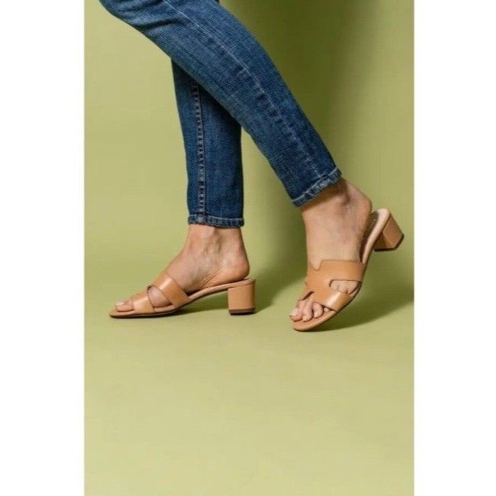 Patricia Green Hallie Slide Sandals In Nude Leather Made in Spain Chic Size 7